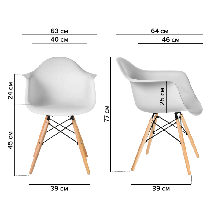 Характеристики Комплект кухонных стульев Ergozen Eames DAW Pro 2 шт Характеристики Комплект кухонных стульев Ergozen Eames DAW Pro 2 шт